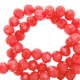Faceted glass beads 3x2mm disc Vermilion red-pearl shine coating